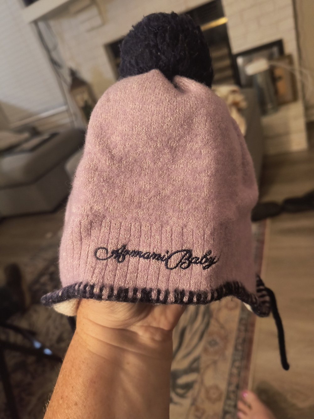 Giorgio Armani Purple and Cream Baby Cozy Sweater Hat